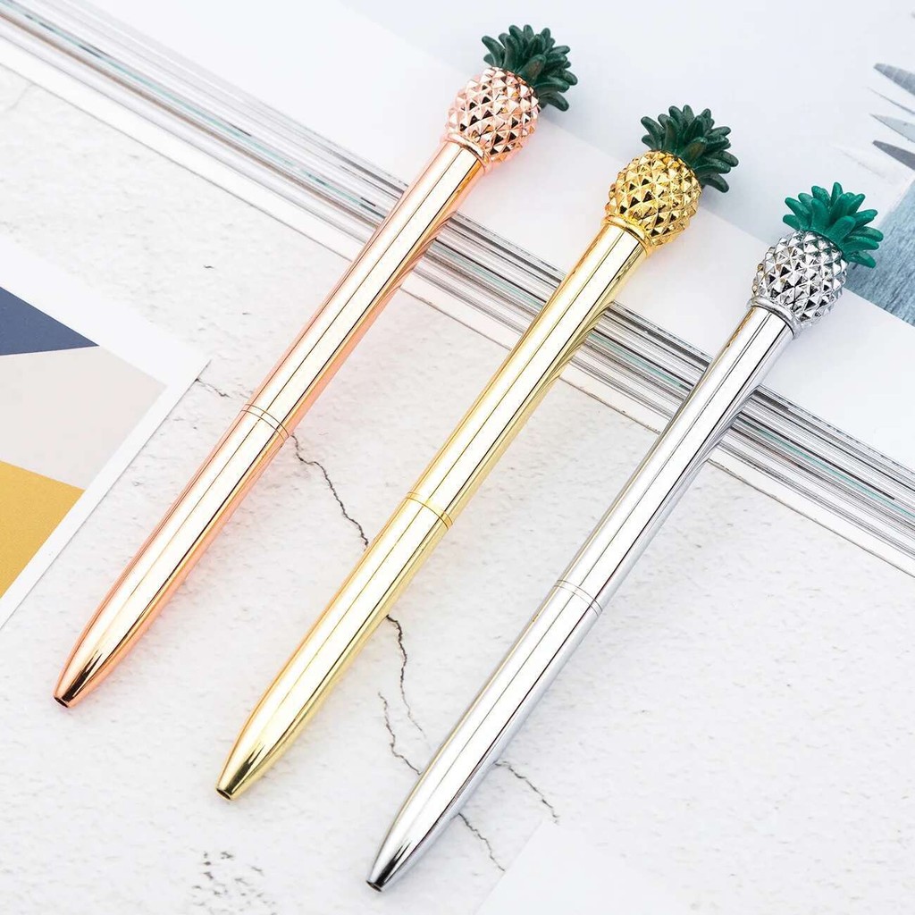 

1 Pieces Lytwtw's Cute Metal Pineapple Ballpoint Pen Interesting Ballpoint Pen School Stationery School Office Supplies