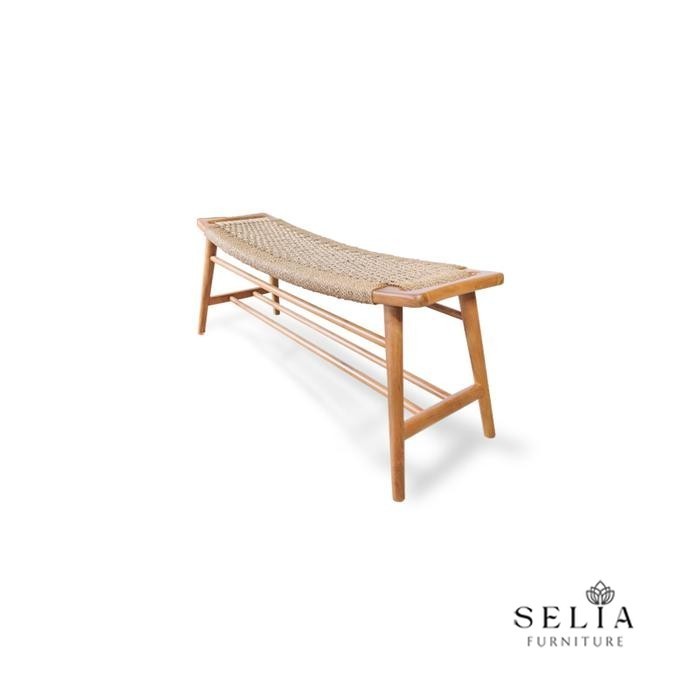 Selia Furniture Praya Bench / Kursi Panjang / Kursi Teras / Kursi Santai Kayu Jati  Solid Minimalis