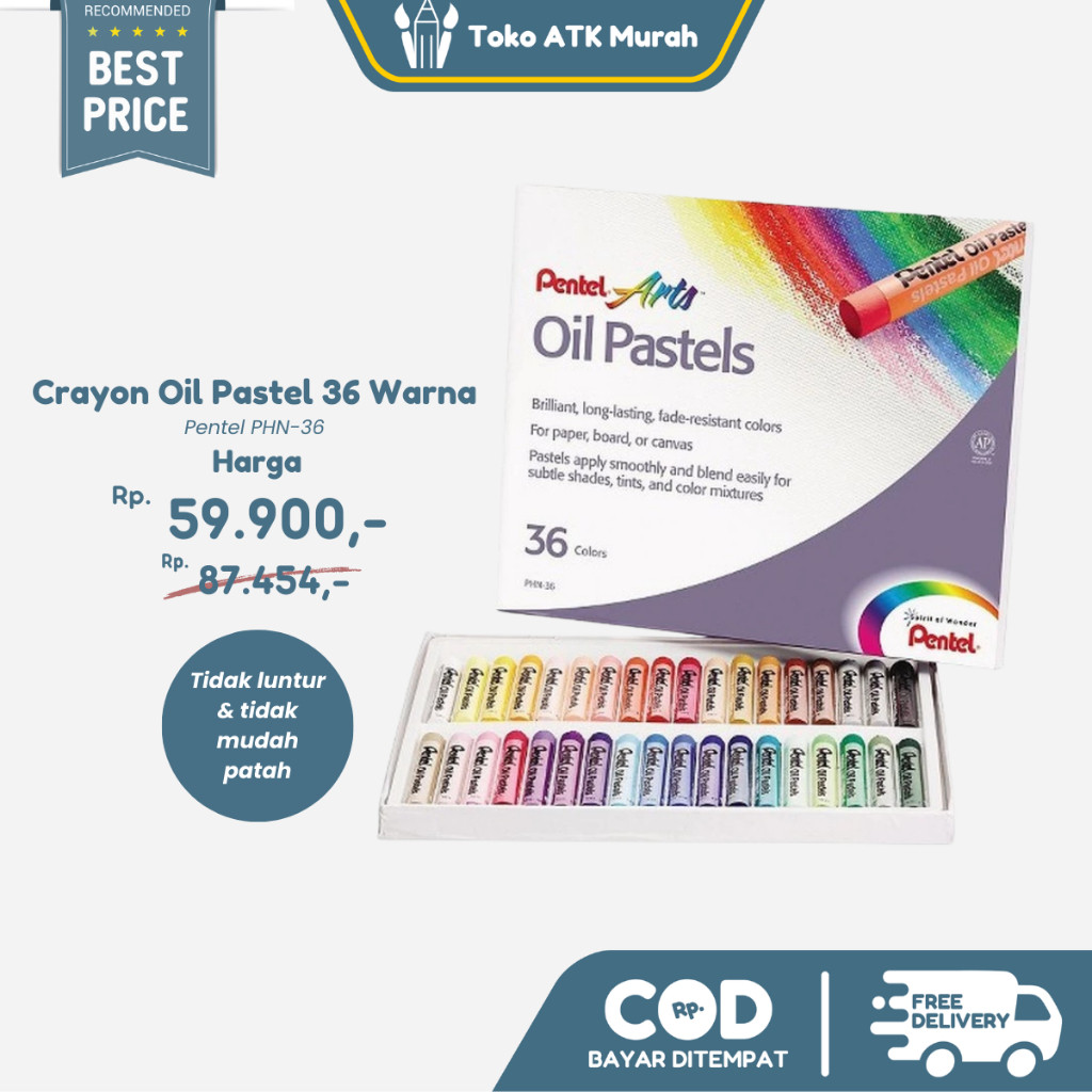 

Crayon Oil Pastel Pentel 36 Warna - Krayon Mewarnai