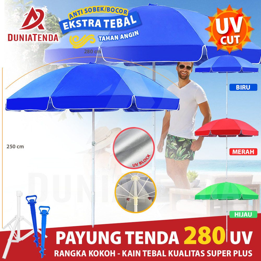 DT Payung Tenda 280 cm Payung Jualan Lapak Bazar Cafe Tenda Payung Pantai Jumbo Besar dengan Sarung
