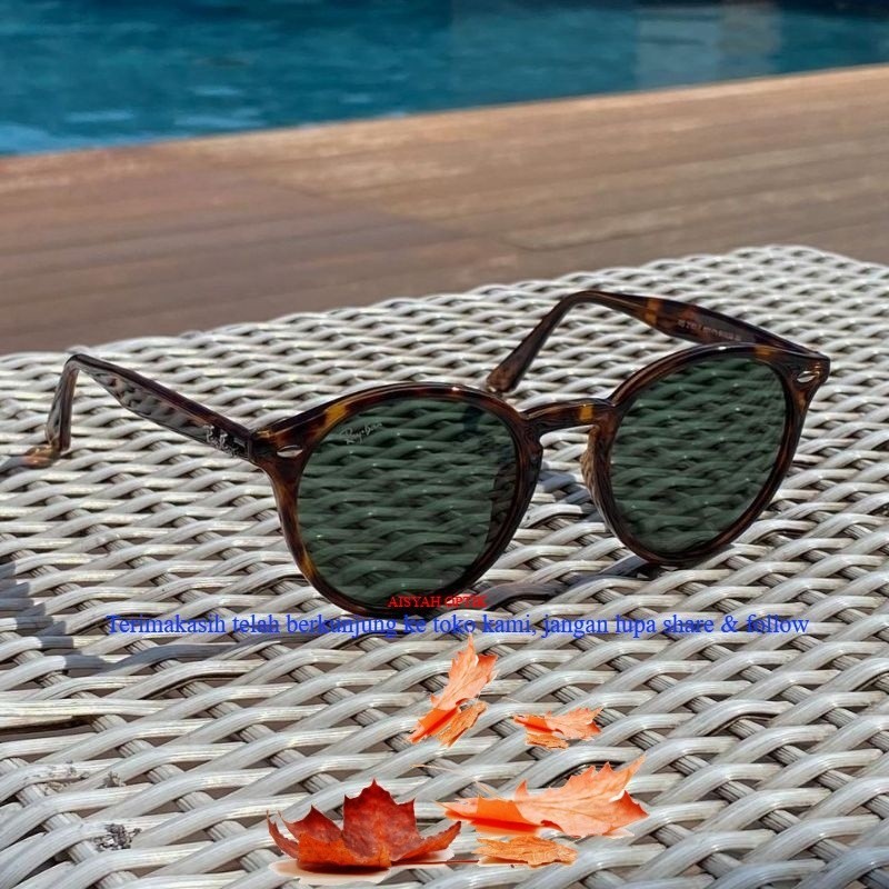 Kacamata Hitam RAYBAN ROUND RB2180 Tortoise Glossy 100% Authentic Mewah King
