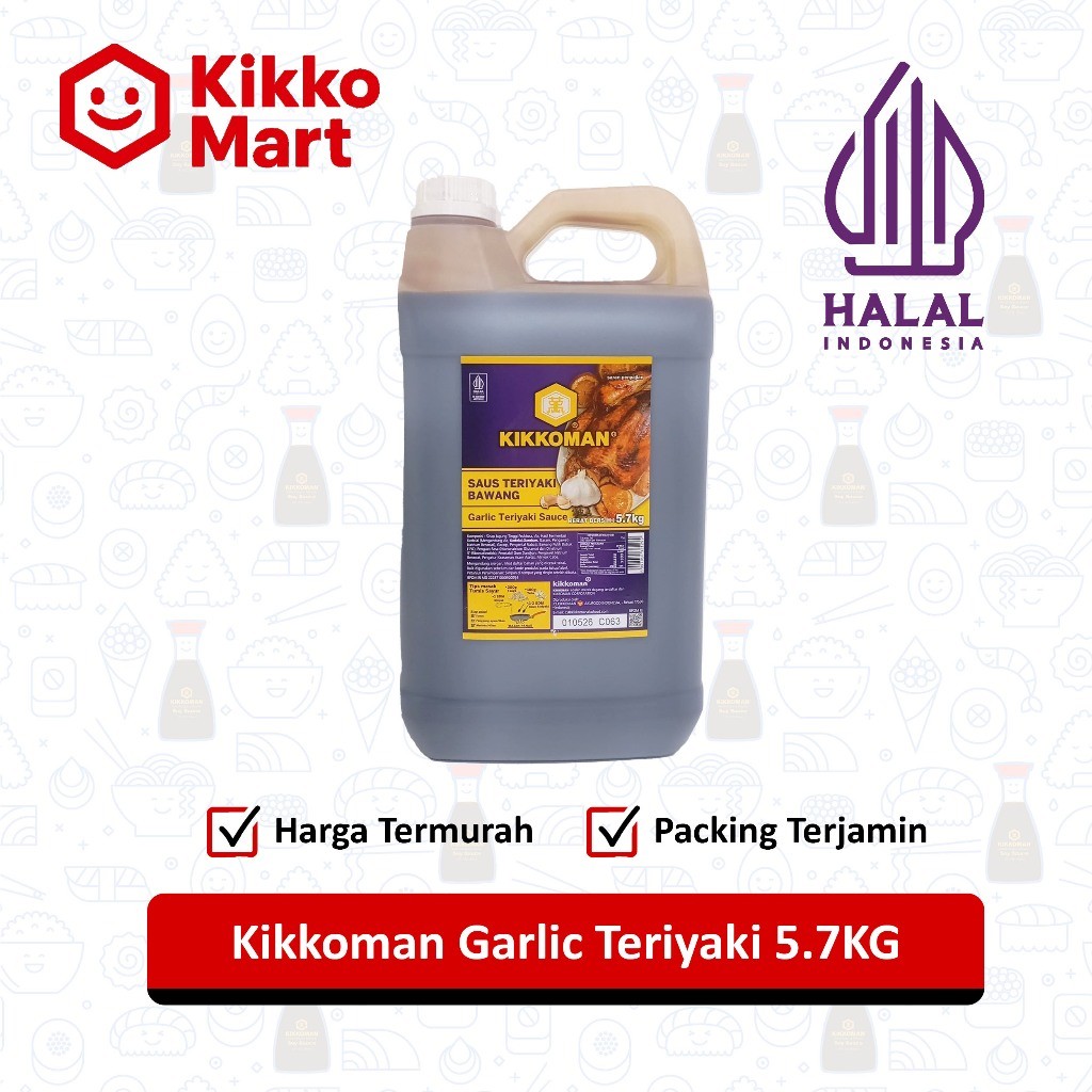 

lexasarmin Kikkoman Garlic Teriyaki Halal 5L / 5.7KG – Saus Teriyaki Bawang Putih Siap Pakai untuk Marinasi dan Tumisan – Cocok untuk Rice Bowl, Ayam Bakar, Usaha Kuliner