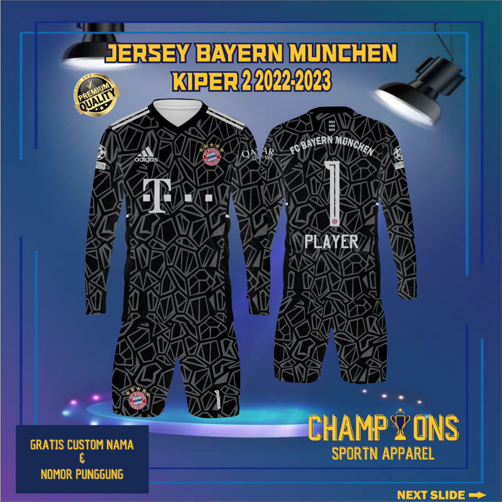 Jersey Sepak bola custom KIPER BAYERN MUNCHEN 2022-2023 – Full Printing Dryfit Milano | Nama & Nomor