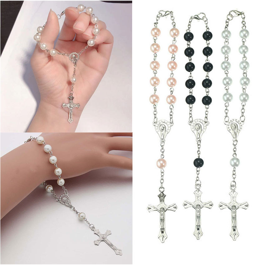 Rosario Kayu Wangi 8mm – Kalung Rosario Harum Good Smell Warna Mawar Merah Muda/Putih/Hitam, Cocok s