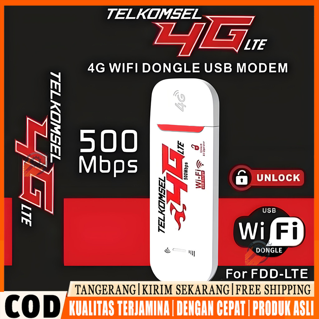 TerbaruModem WiFi 4G LTE Portable USB Mifi 500Mbps Semua Operator (Telkomsel Indosat Tri XL Axis