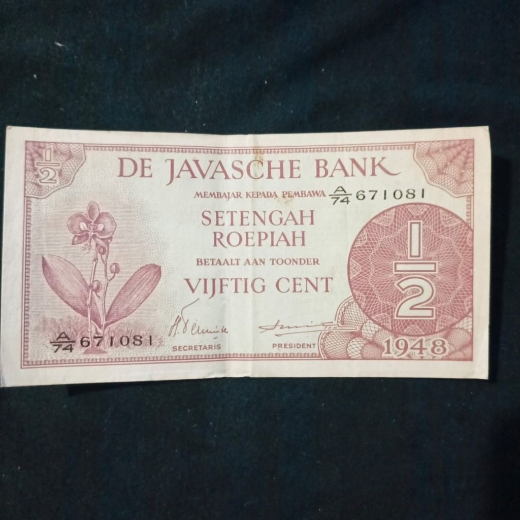 UIV30 1/2 GULDEN DE JAVASCHE BANK VF+ ASLI