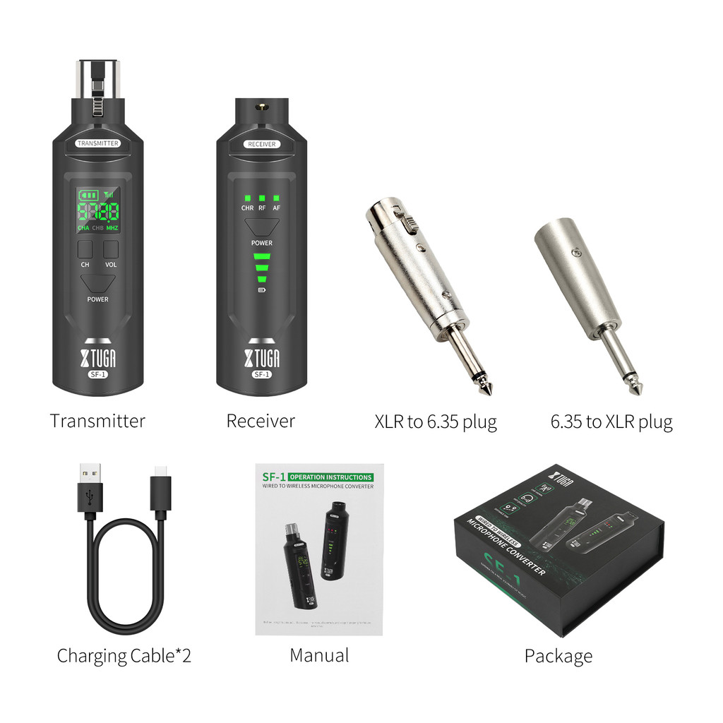 XTUGA UHF Professional Microphone Wireless Converter XLR Rechargeable Transmitter Receiver For Dynam