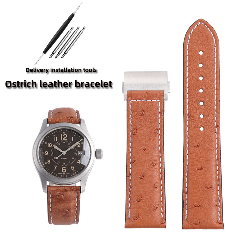 20MM 22MM Ostrich Leather Watch Strap with Hamilton Khaki Classic Strap ForHamilton Watch Strap Repl