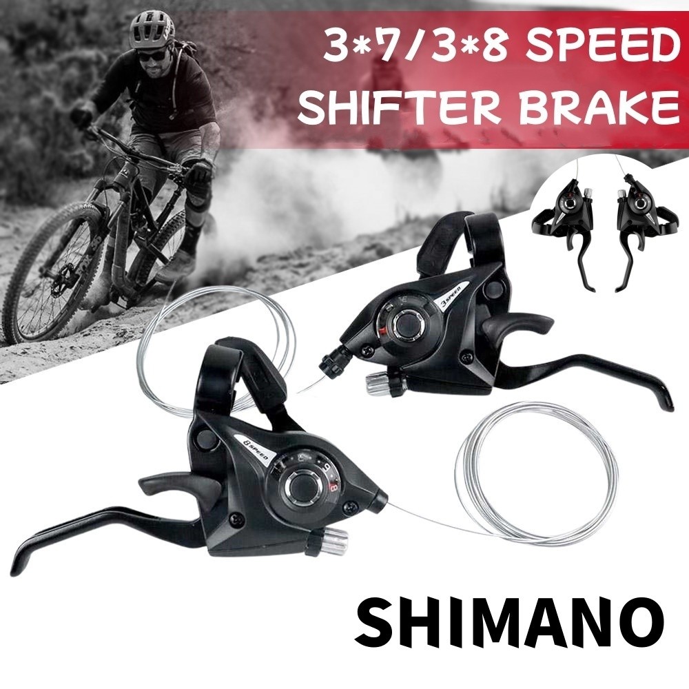 3*7 Speed/3*8 Speed Speed Shifter Handle Brake Rem Sepeda - Black