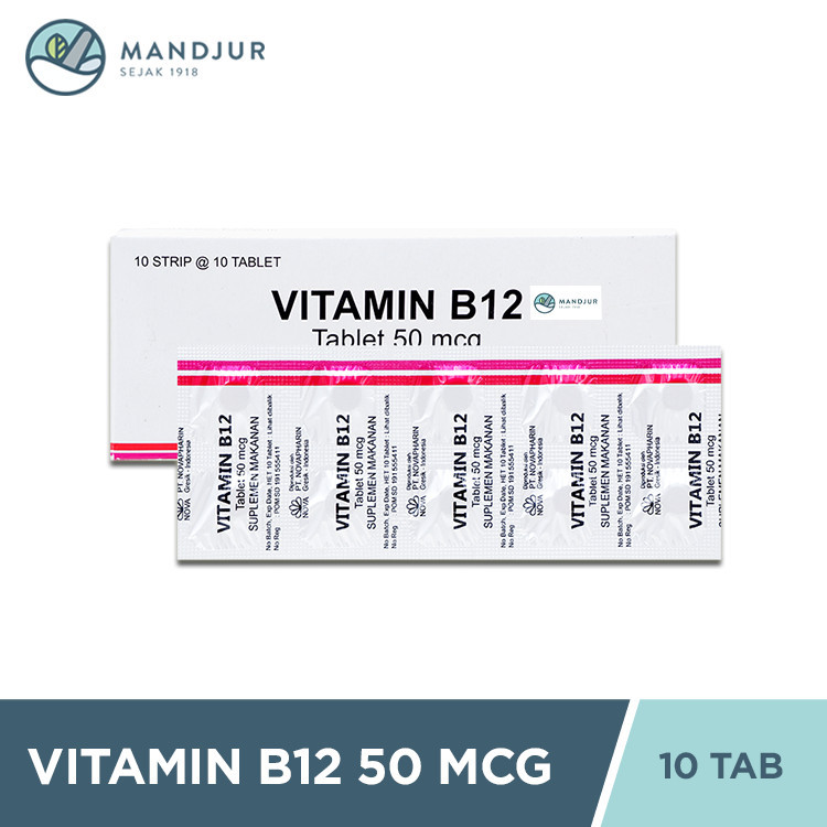 Vitamin B12 Novapharin 50 Mcg 10 Tablet - Suplementasi Vitamin B12