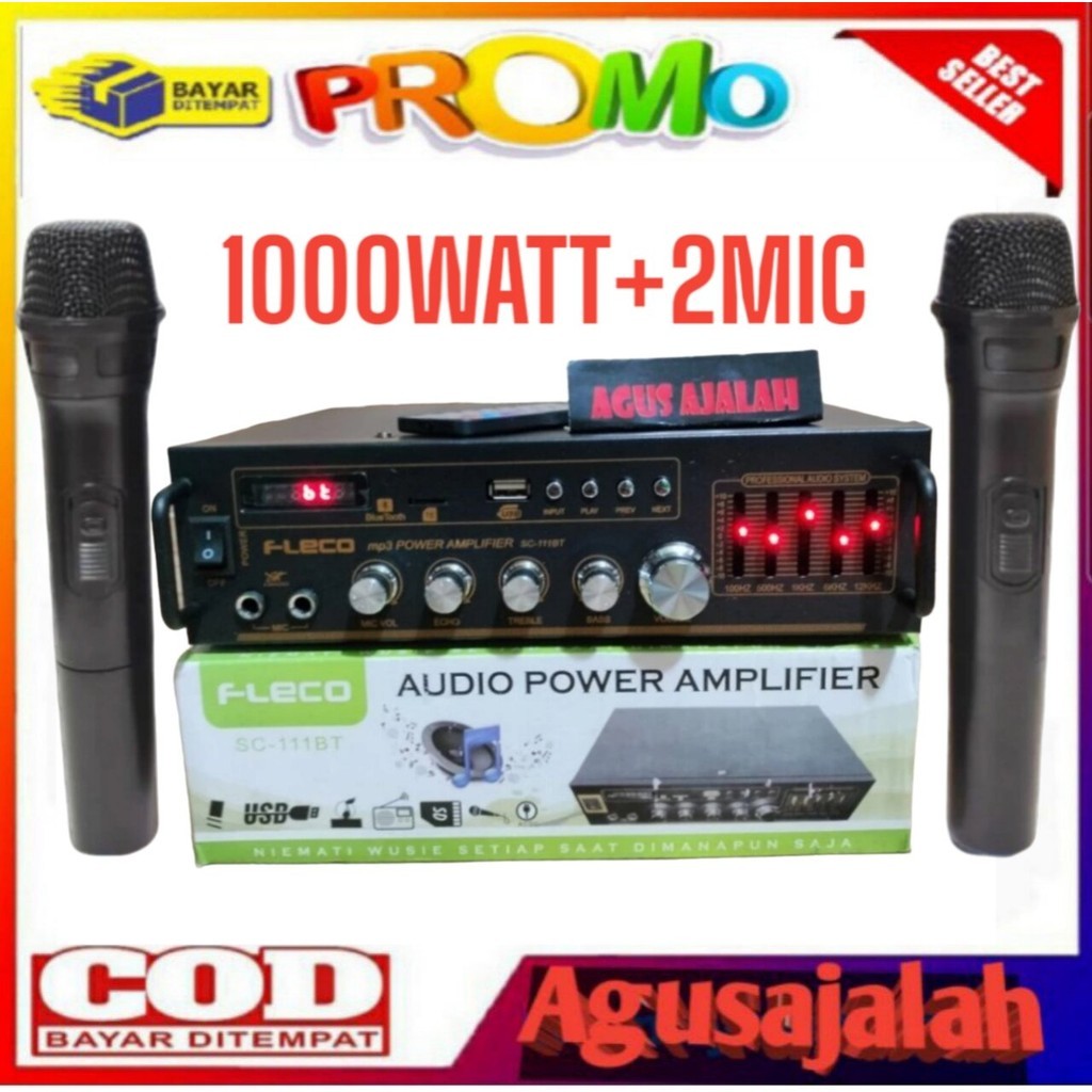 PILIHAN SHOPE DUO MIC POWER AMPLIFIER SUBWOOFER 800WATT LED DIGITAL BISA RADIO  ECHO STEREO /// POWE