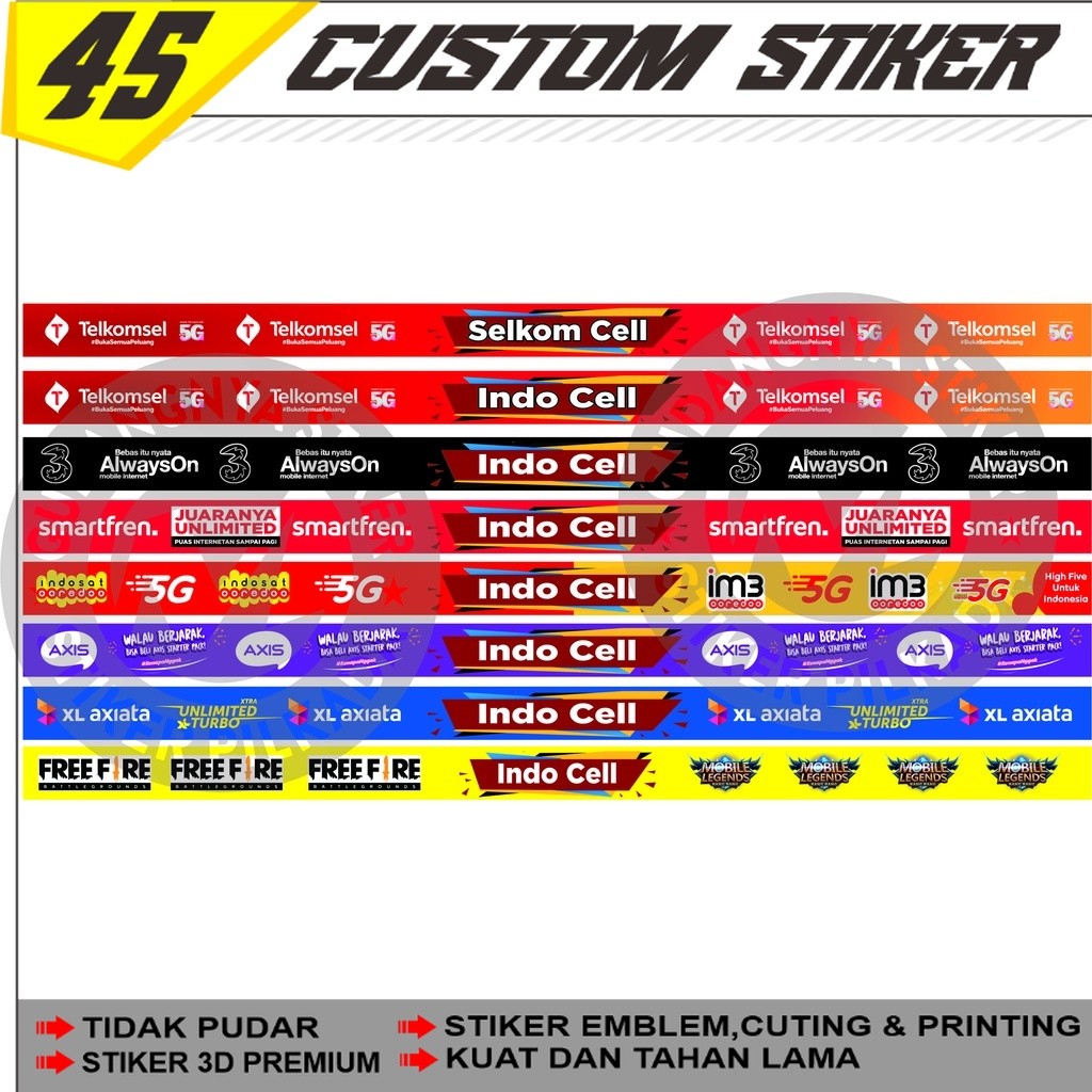 Stiker Vinyl List Etalase Kaca Hp / Konter Pulsa Mini (nama Agen Tulis D Catatan / Di Chat)