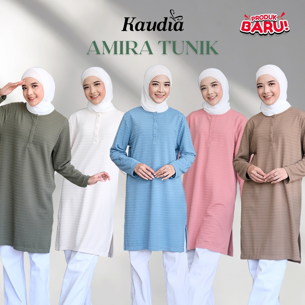 DIKASHOP Amira Tunik Wanita Kaos Lengan Panjang Motif Jumbo KL-28  Muslimah Kancing Busui Kaudia