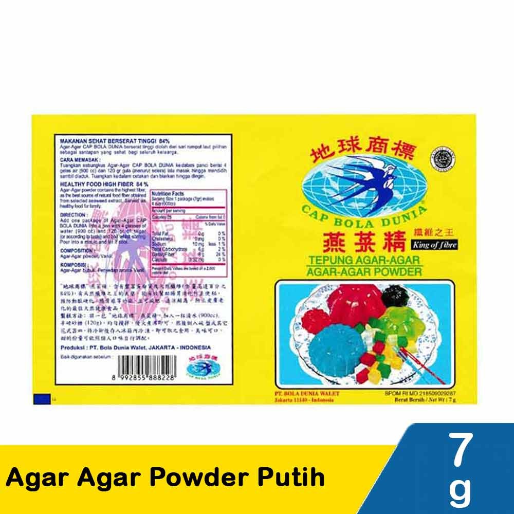BOLA DUNIA AGAR AGAR POWDER PUTIH 7g