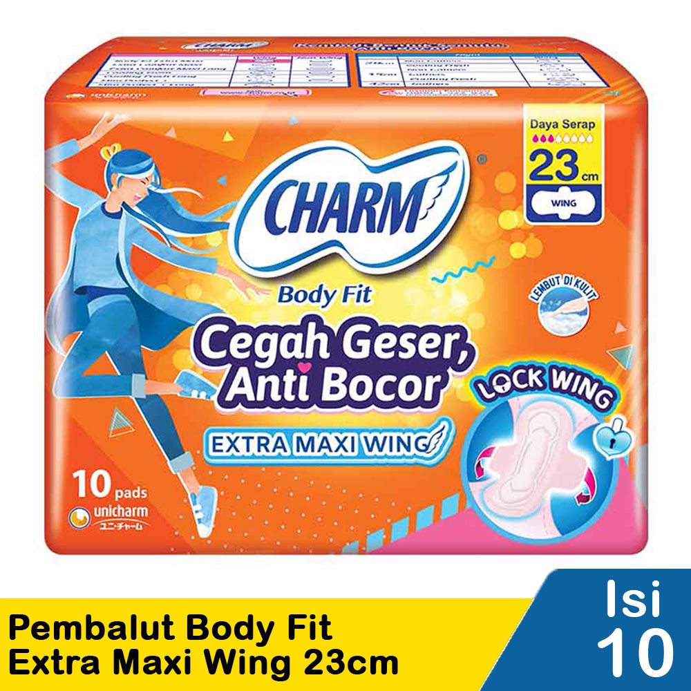 CHARM PEMBALUT BODY FIT 10'S EXTRA MAXI WING 23cm