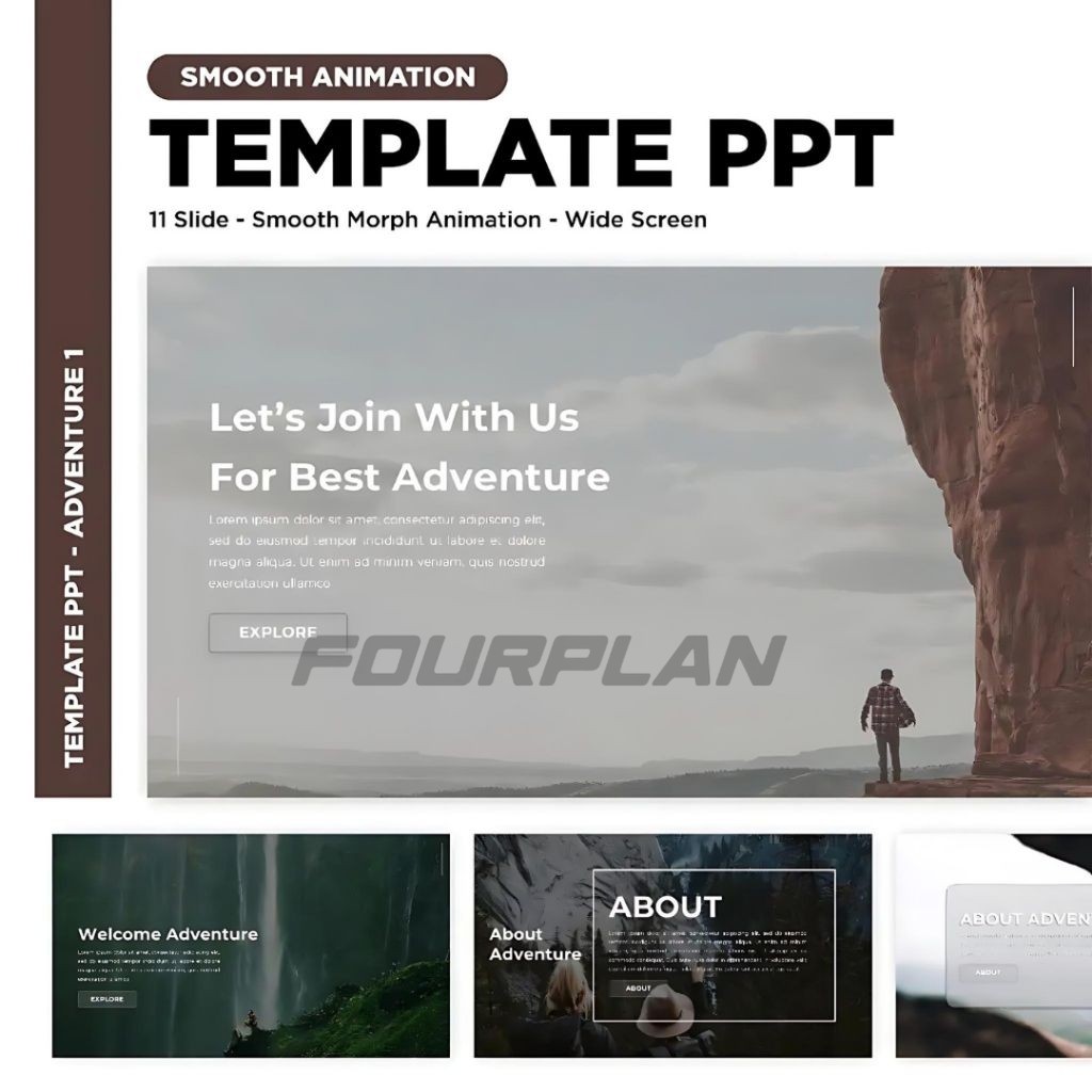 Template PowerPoint : Adventure 1 - ExploreX | 11 Slide Outdoor & Smooth Animation Profesional