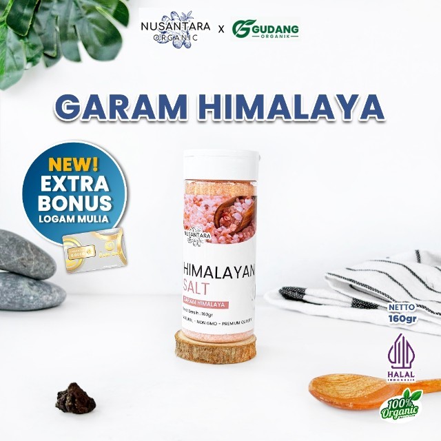 Nusantara Organic Garam Himalaya Original Himalayan Salt Pink Rock Asli Pakistan Organik 160gr Gudan