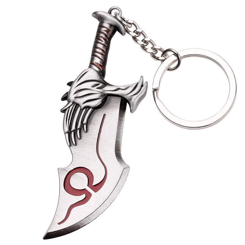 God Of War 4 Keychain Kratos Axe Key Chains Sword OLYMPUS KRATOS Weapons Model Pendant Keyring for M