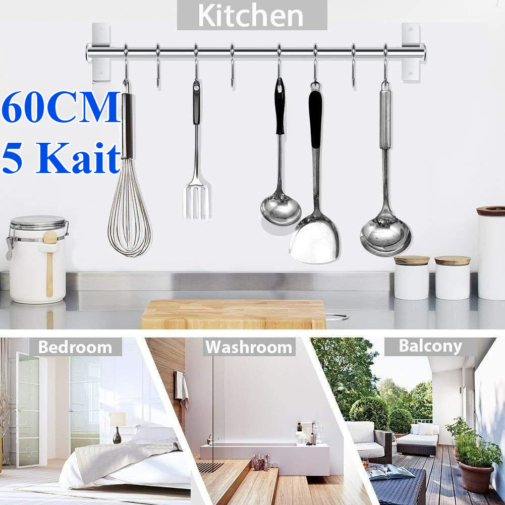 60CM Kitchen Bar Set Rak Dapur Gantung Kitchen Single Double Gantungan Dapur Stainless