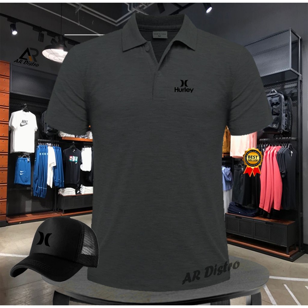 GRATISTOPIKAOS POLO SHIRT PRIA/WANITA KAOS POLO IMPORT HURLEY BLACK TEKS KAOS POLO ORIGINAL QUALITY 