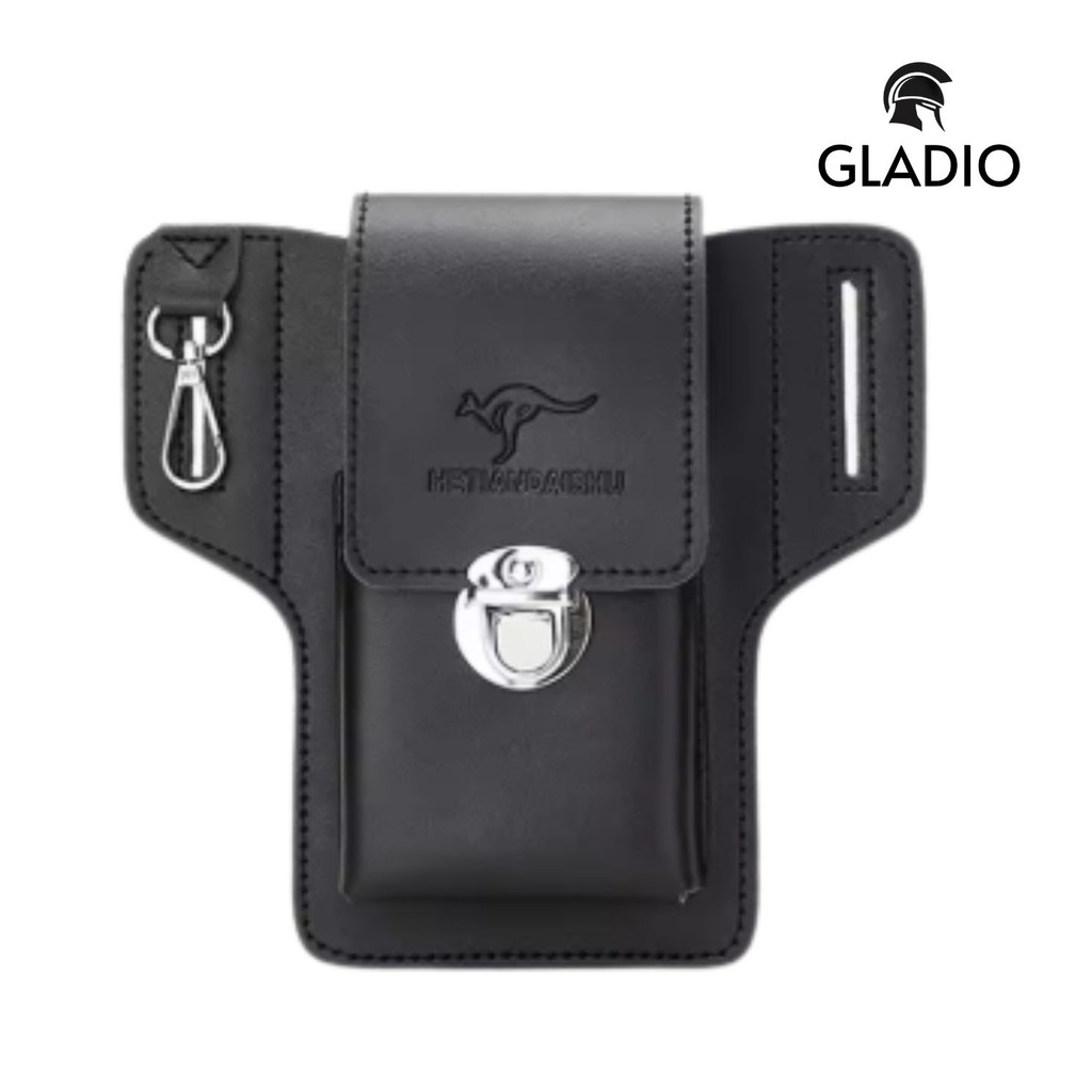 GLADIO Pouch Pria Nageven  GLD093B5 Hitam Kulit Keren Premium Branded Pria Simple