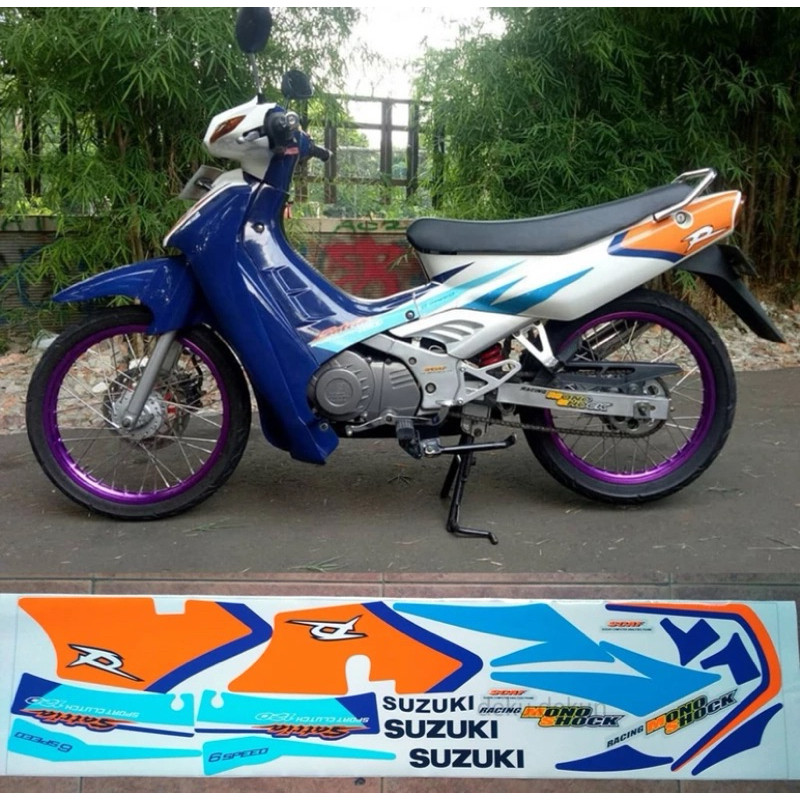 (COD)Striping Suzuki Satria Lumba Satria 2Tak 2001 Biru Putih