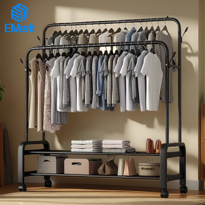 Rak Gantungan Baju Besi Gantungan Baju Berdiri Gantungan Baju Estetik Rak Baju Gantung HITAM/PUTIH