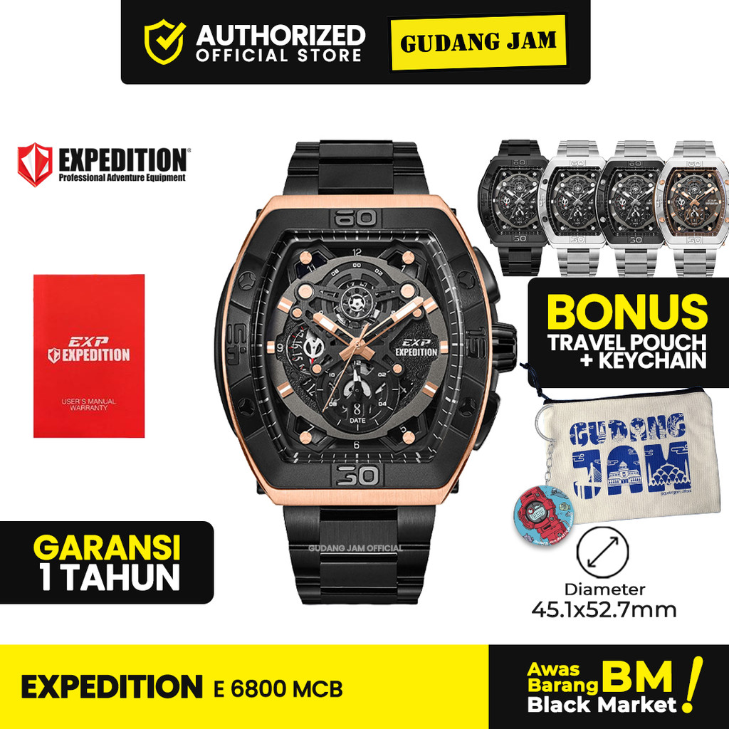 Jam Tangan Pria Analog Expedition E 6800 MCB Stainless Steel Strap