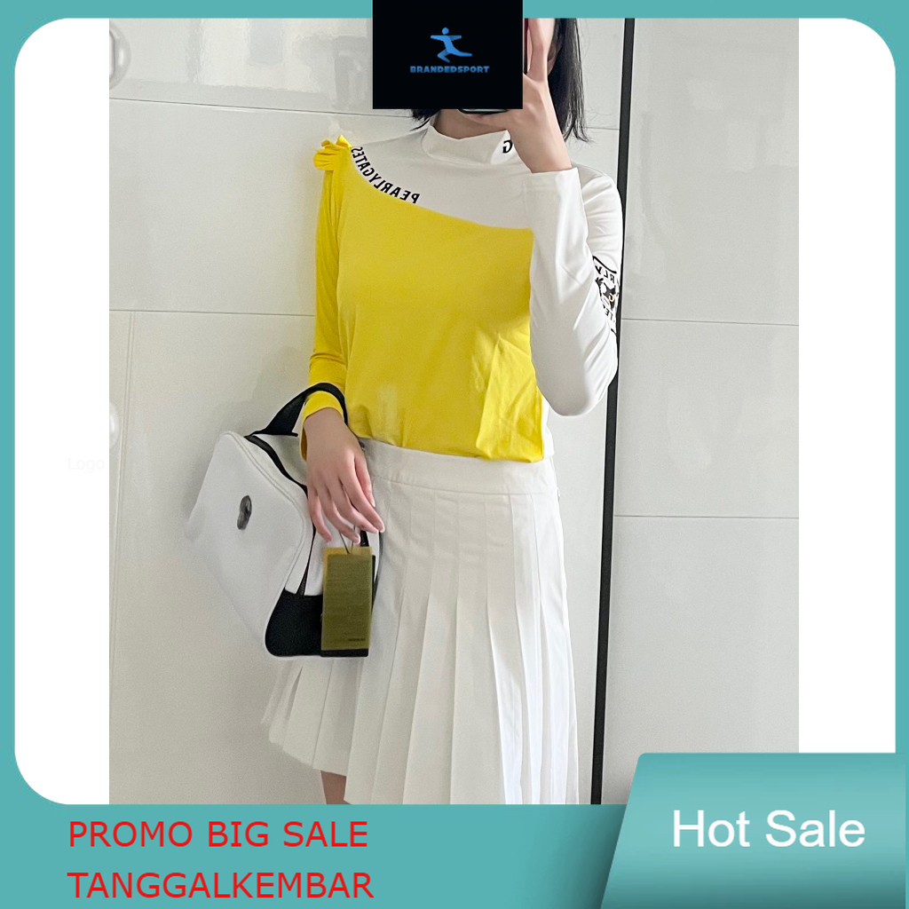 pearlygates side ruffle longsleeve golf top baju golf wanita