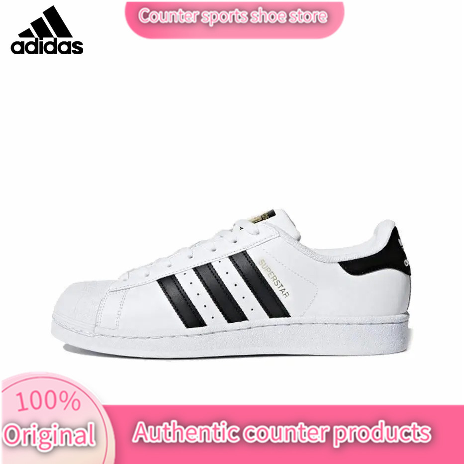 Genuine product Adidas SUPERSTAR asli karet jari kaki trendi sepatu olahraga kelas bawah, klasik hit
