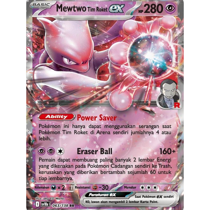 TCG  Mewtwo EX Tim Roket RR 063/138 SV10s Kehadiran Juara HOLO KARTU CARD POKEMON INDONESIA