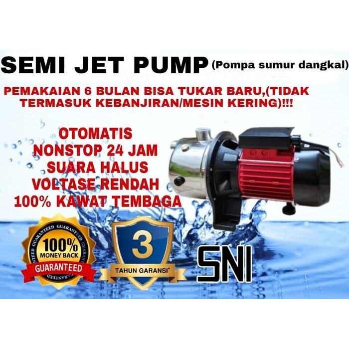 Mesin Pompa Air Semi Jet Pump Stainless Tank Pompa Air SS Tanpa Tabung