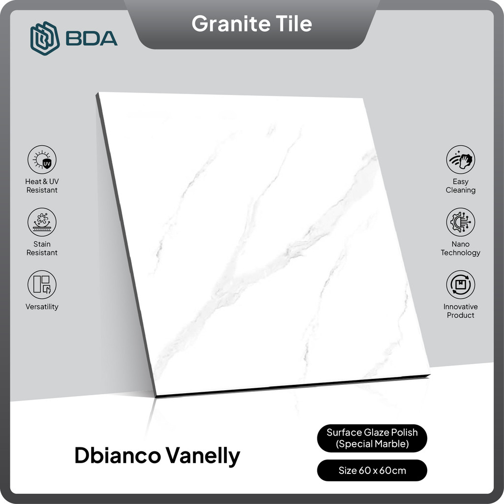 BDA Granite Tile Granit Lantai 60x60 Granit 60x60 Keramik Lantai Keramik Dinding Dbianco Vanelly