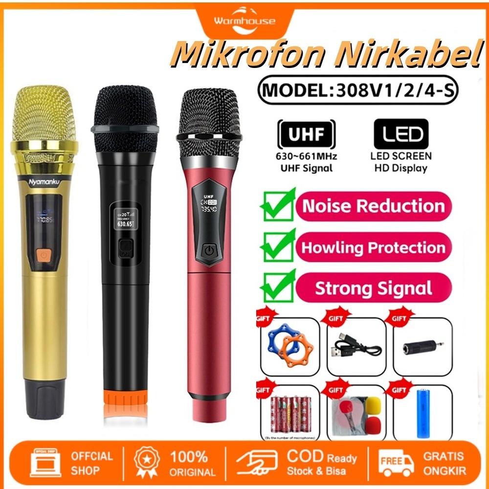 misbakuljangan 2 MIC Mikrofon Karaoke Wireless Mikrofon Profesional Mikrofon Handheld UHF Mic Wirele