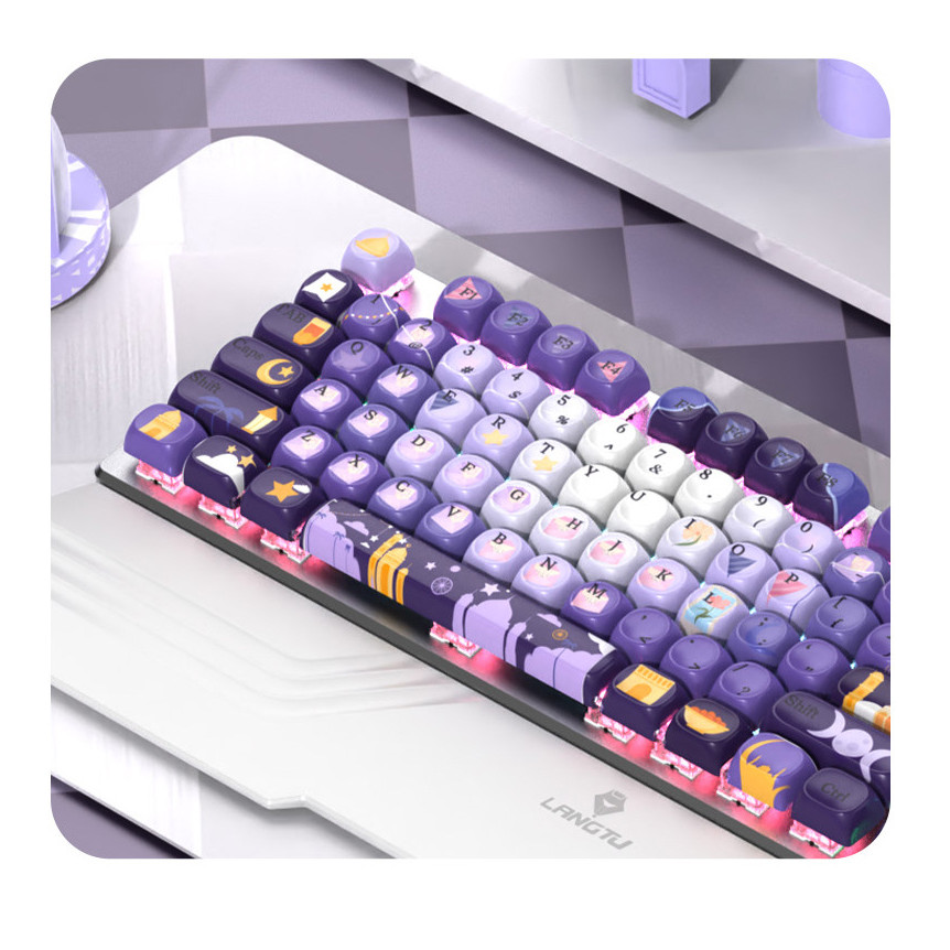 Height pbt Dye-sublimation Mechanical Keyboard Keycaps Personalized Creative Custom Purple Cute Roun