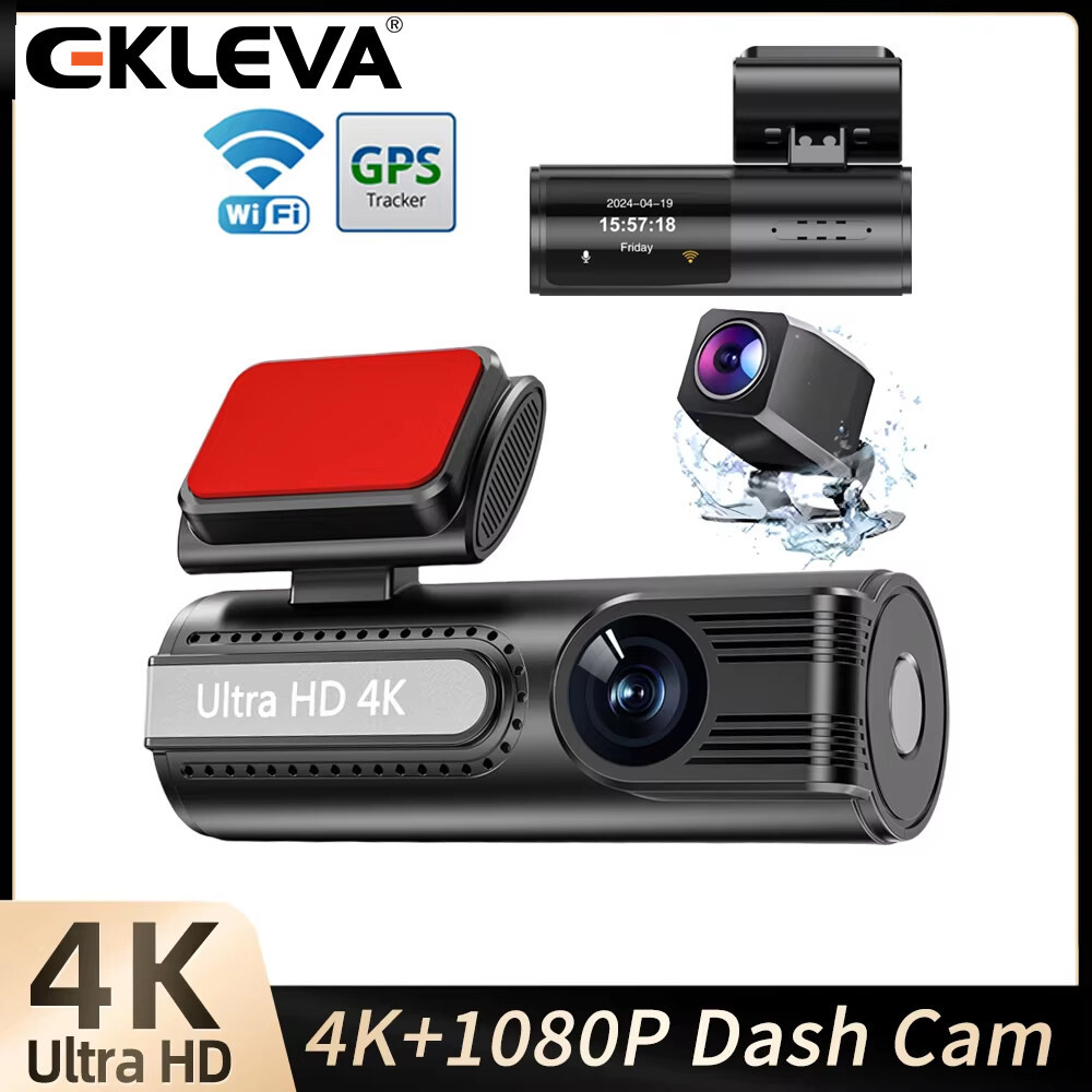 EKLEVA Mini Dash Cam WlFl App Control CAR DVR Front 4K Sony Rear 1080P Dual Lens WDR UHD Night Visio