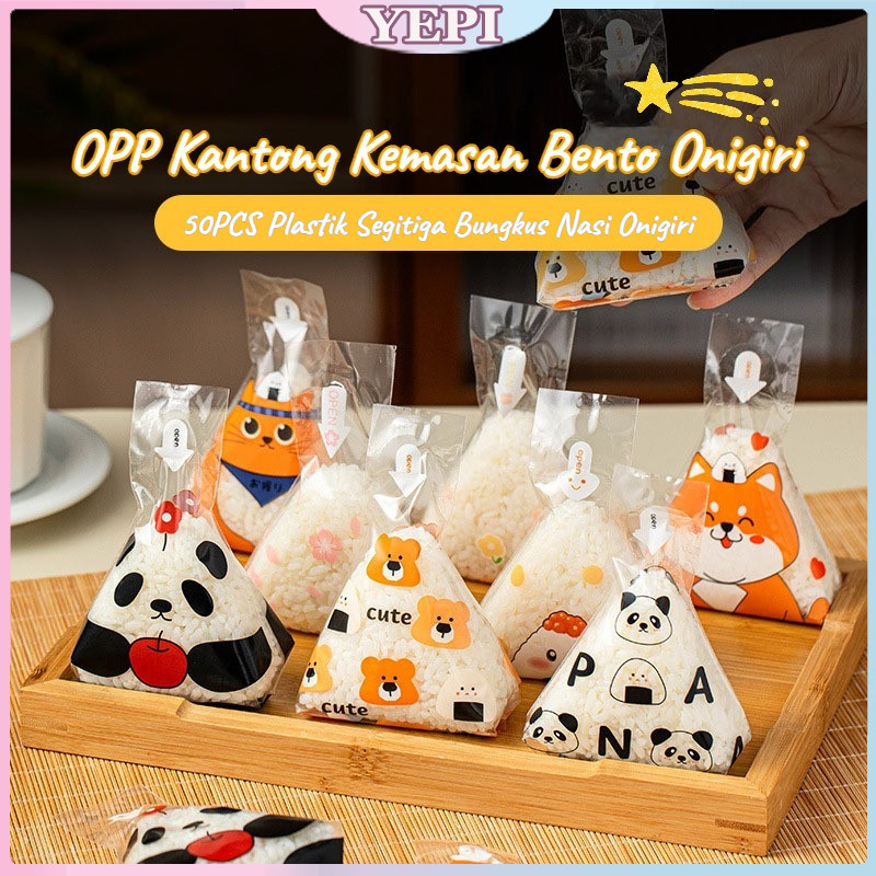 Ready 50PCS Plastik Segitiga Bungkus Nasi Onigiri Wrapper Plastik/OPP Kantong Kemasan Bento Onigiri/