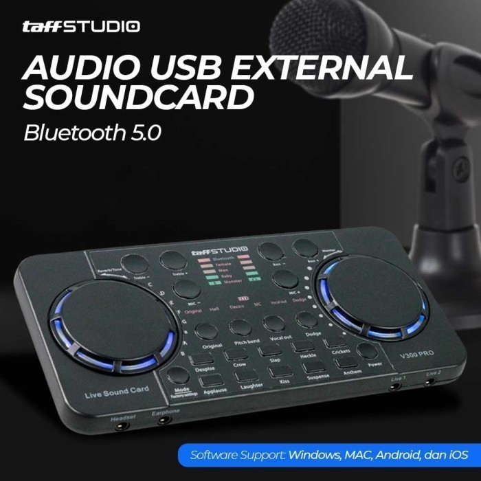 Audio Bluetooth USB External Soundcard Live Microphone - V300 Pro