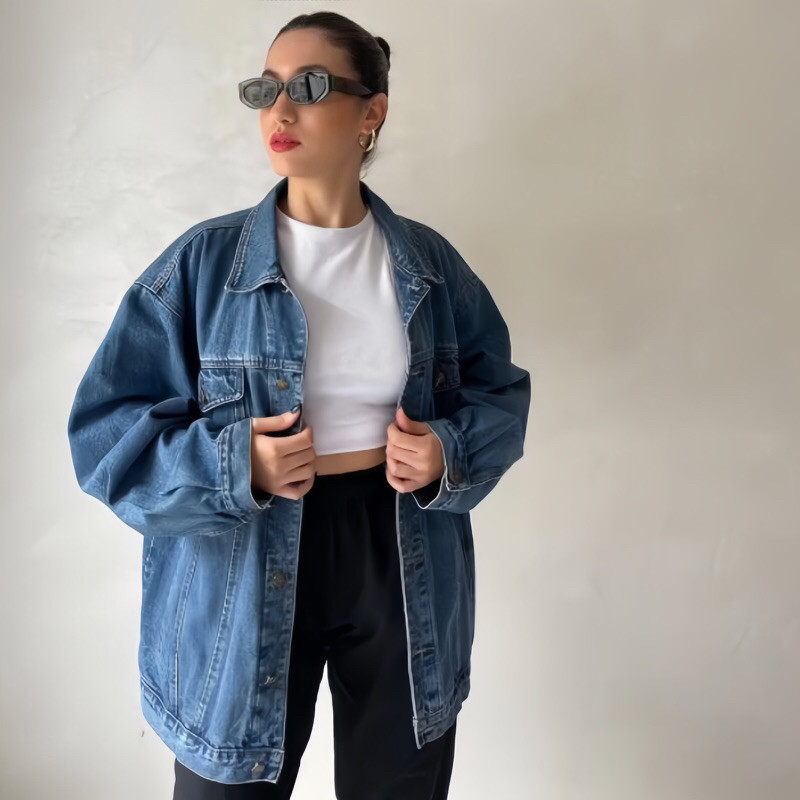 Jaket Jeans Oversize Wanita Masakini Korean Jins