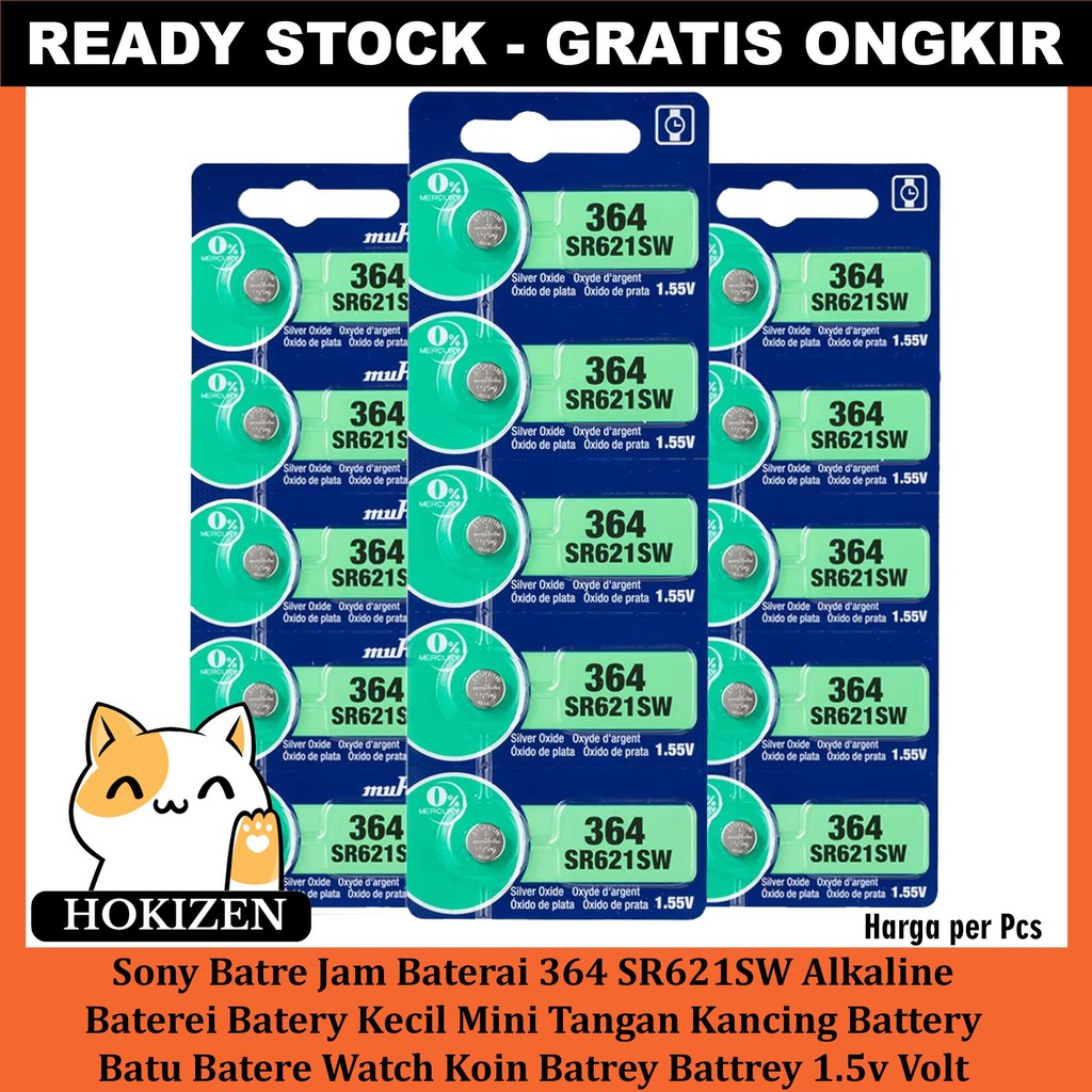 Sony Batre Kecil Mini 364 SR621SW Alkaline Baterai Baterei Batery Jam Tangan Kancing Battery Batu Ba
