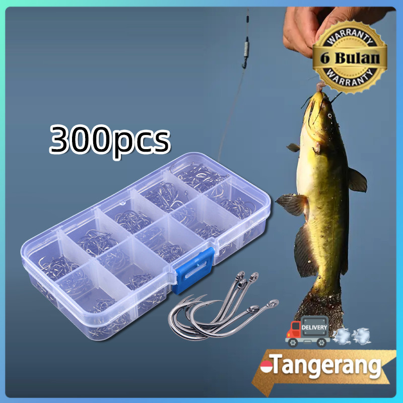 300pcs Kail Pancing Aneka Ukuran Bahan Baja Karbon Set
