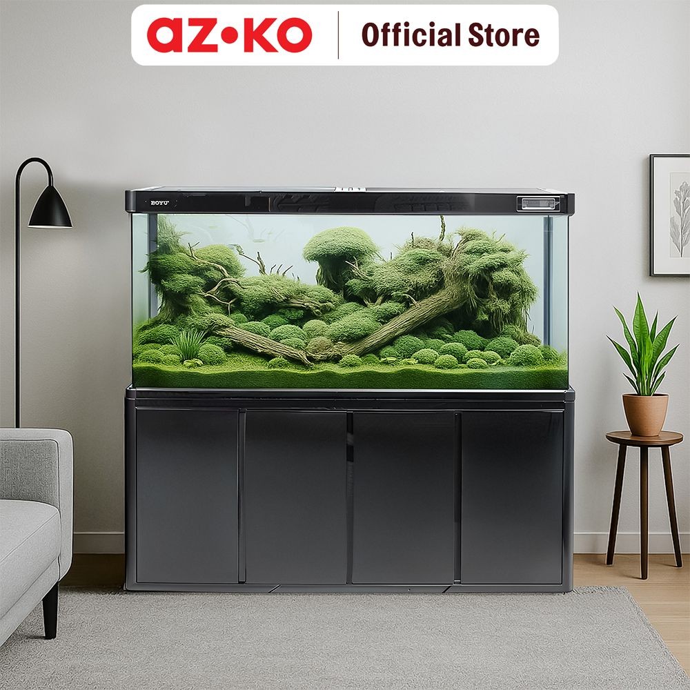 AZKO Boyu 691 ltr Set Aquarium & Kabinet - Hitam Dekorasi Rumah Wadah Ikan Aquarium Cabinet Kabinet 