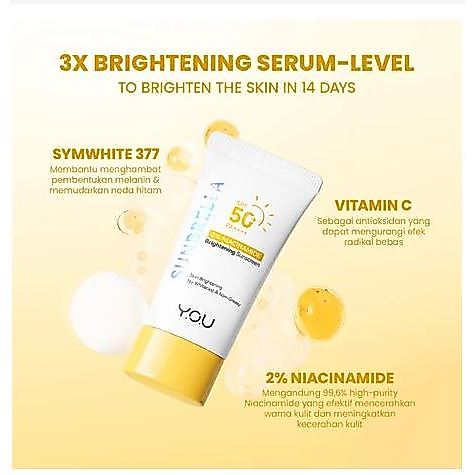 YOU Sunbrella 2% Niacinamide Brightening Sunscreen | Sunscreen Mencerahkan Wajah | Sunscreen SPF 50