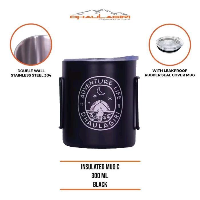 Dhaulagiri Insulated Mug - Gelas stainless steel outdoor Kitchenware - HITAM