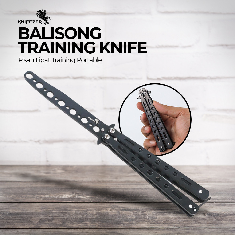 Balisong Lipat Trainer Trik Tumpul Stainless Steel KNIFEZER