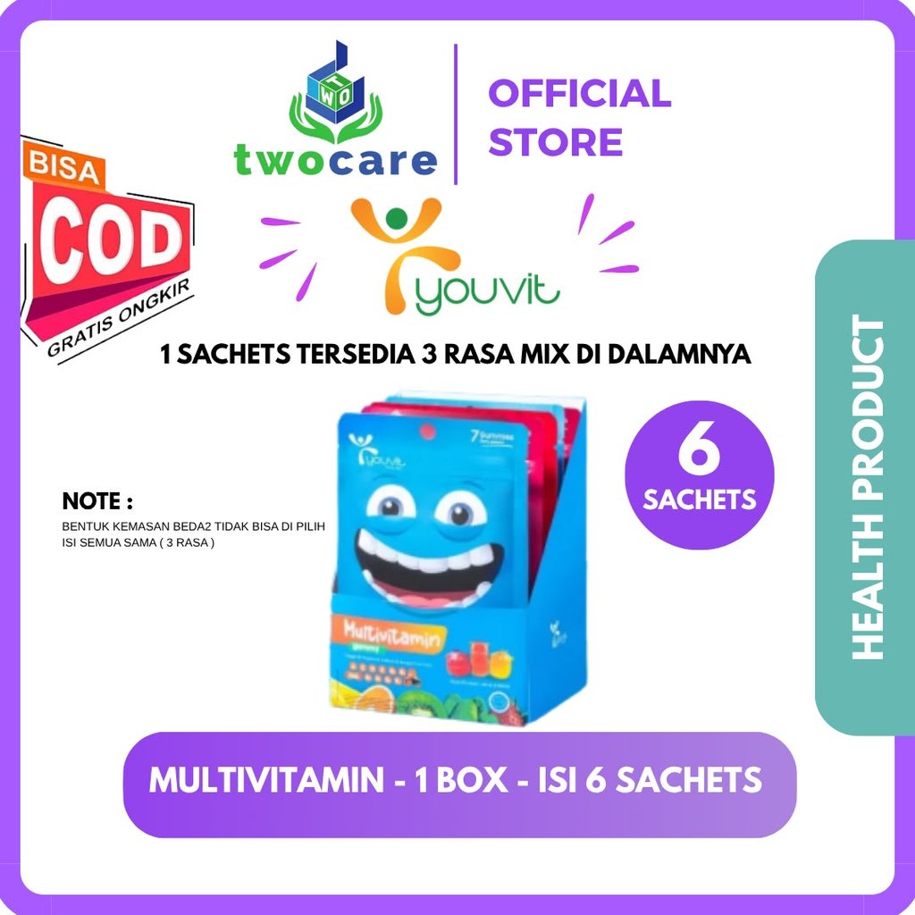 Youvit Multivitamin Gummy Anak 1 Box isi 6 Sachet 7 Gummies
