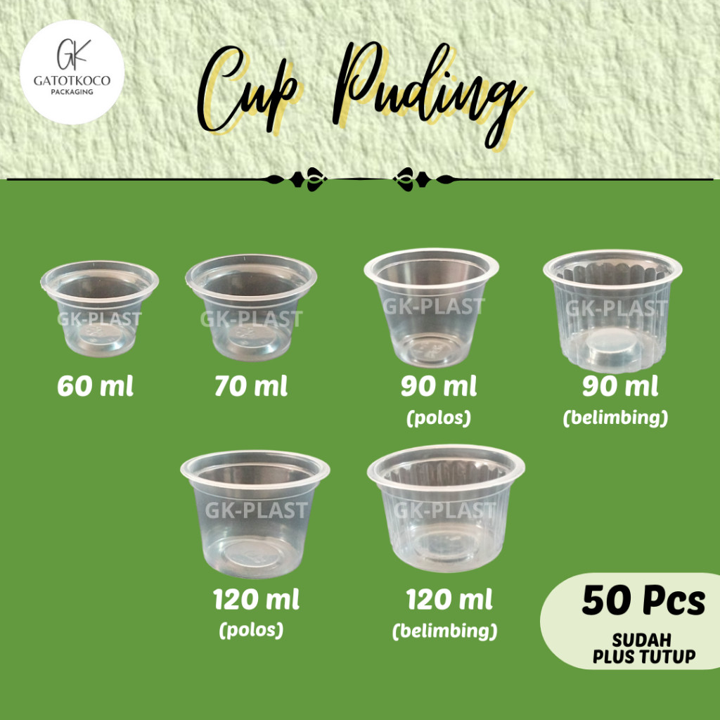 (50 Pcs) Cup Puding/cup jelly/Gelas Agar-Agar/Cup 120ml 90ml 70ml