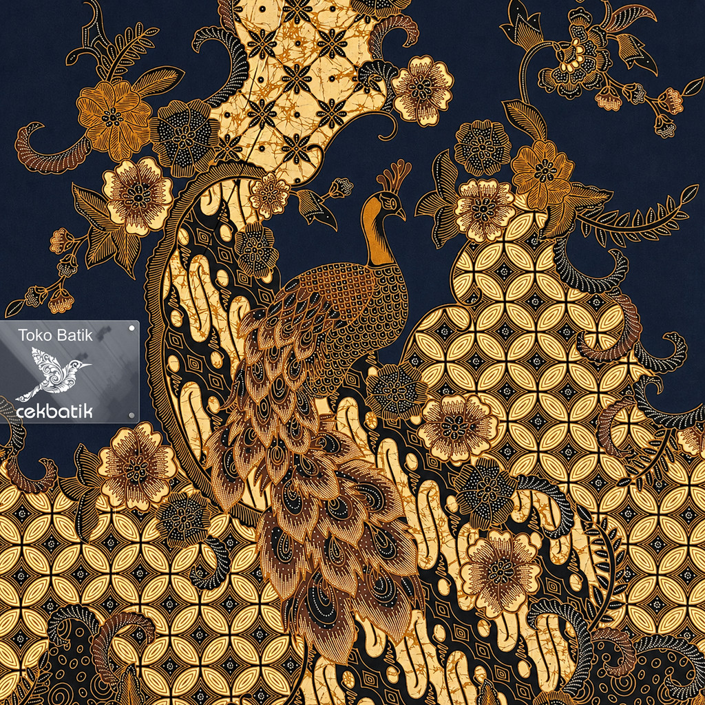 kain batik Motif Merak / Peacock Premium - Sogan Jawa Modern (Biru Navy)