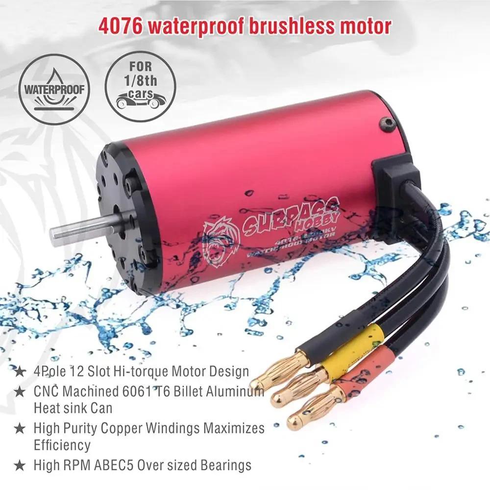 SURPASS HOBBY KK Waterproof Combo 4076 2000KV 2250KV Brushless Motor w/ 120A 180A Brushless ESC for 