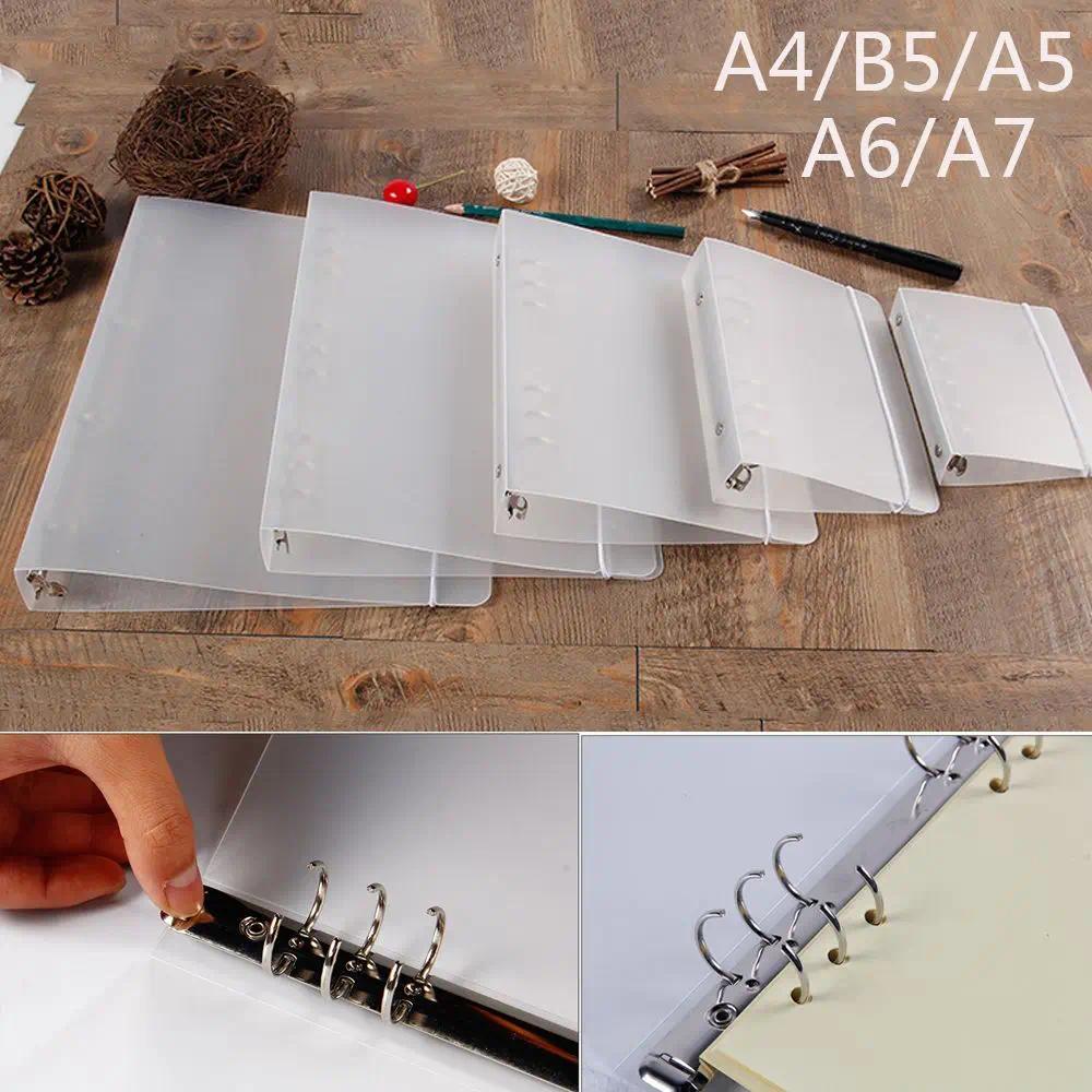 Matte Transparent A4/B5/A5/A6/A7 Loose-Leaf Notebook Case Ring Binder Notebook Shell File Folder Off